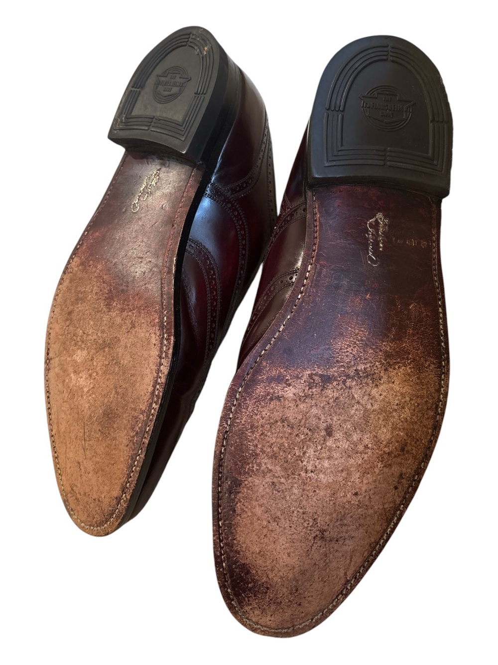 60s-70s FLORSHEIM ROYAL IMPERIAL OXBLOOD LEATHER WINGTIP SHOES W DUST COVER 13D - Picture 7 of 12